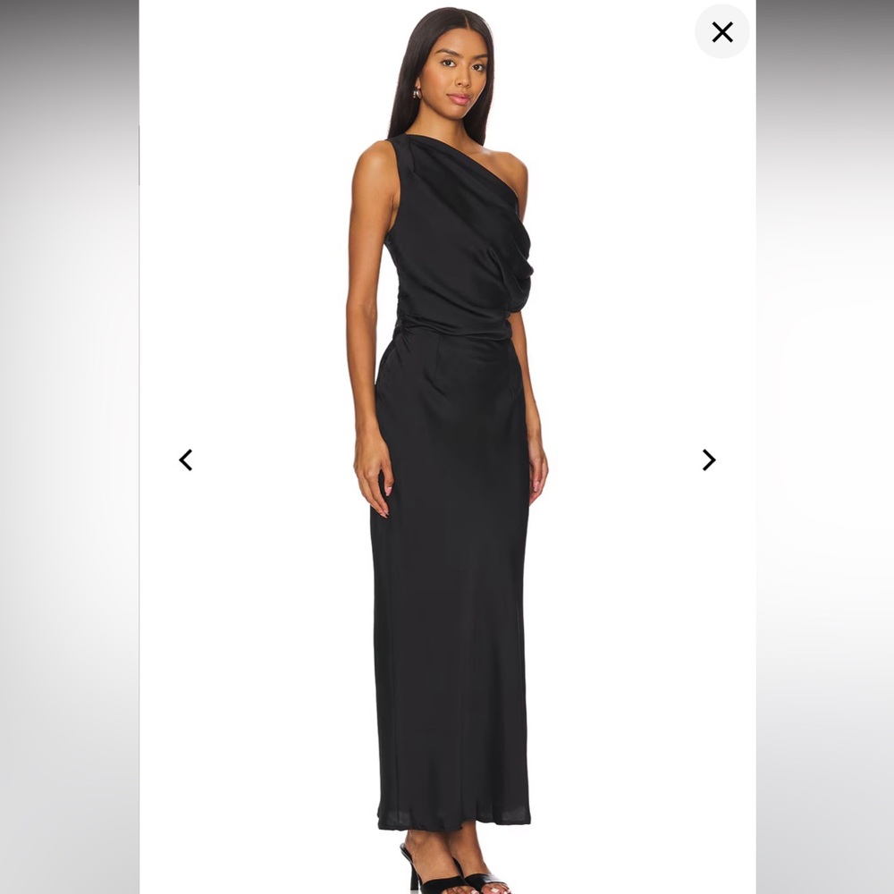 Chic One-Shoulder Black Dress - Picture 2 of 4